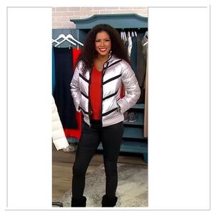 Zuda Women's Quilted Pearlized Puffer Jacket W/Hood Lt Grey Sz XL